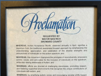 Broward County Proclamation for HDS Foundation R.I.S.E. for Autism Golf Classic Day!